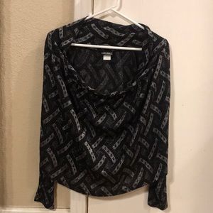 Sparkly cowled long sleeve top